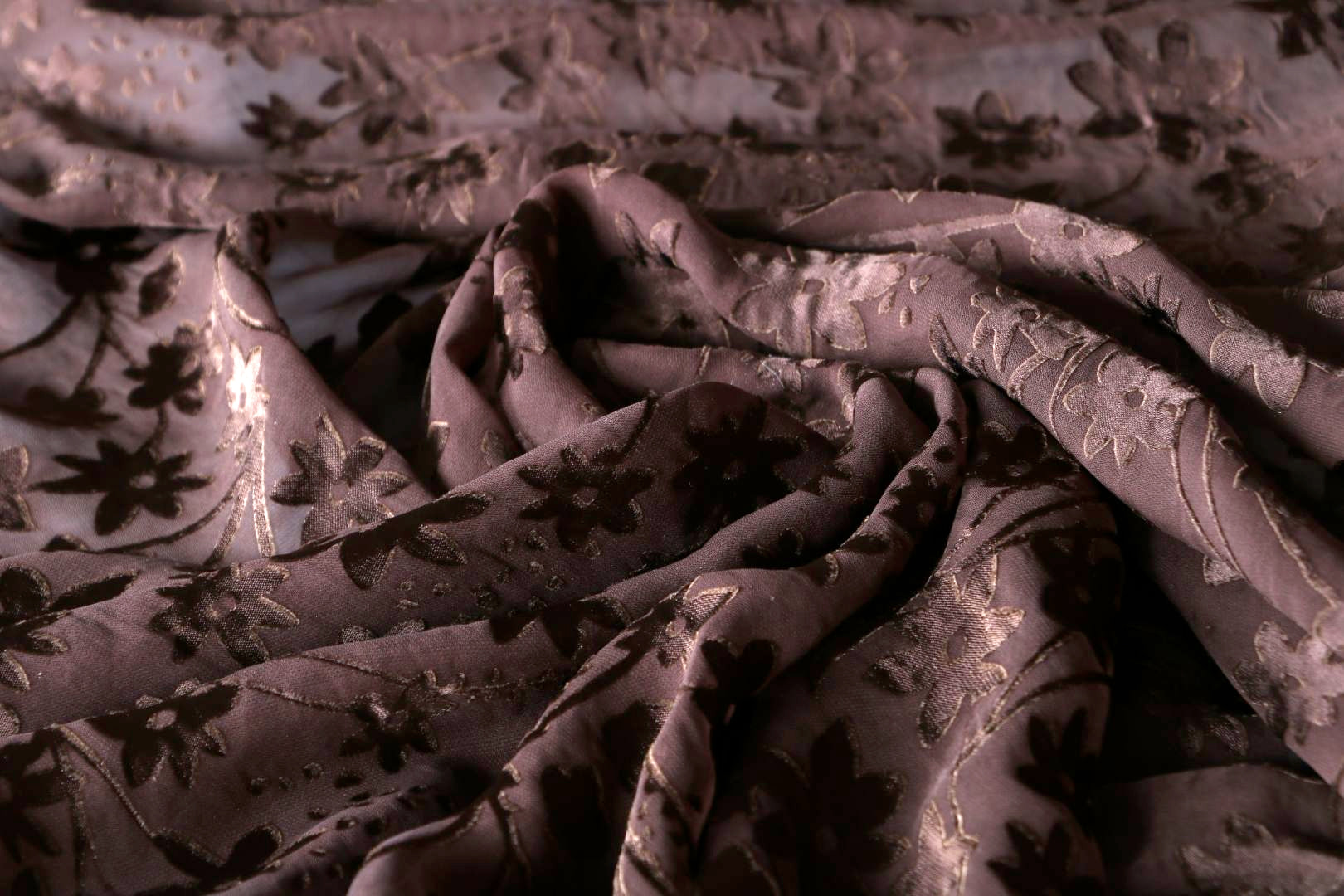 Brown Silk, Viscose Apparel Fabric UN001168