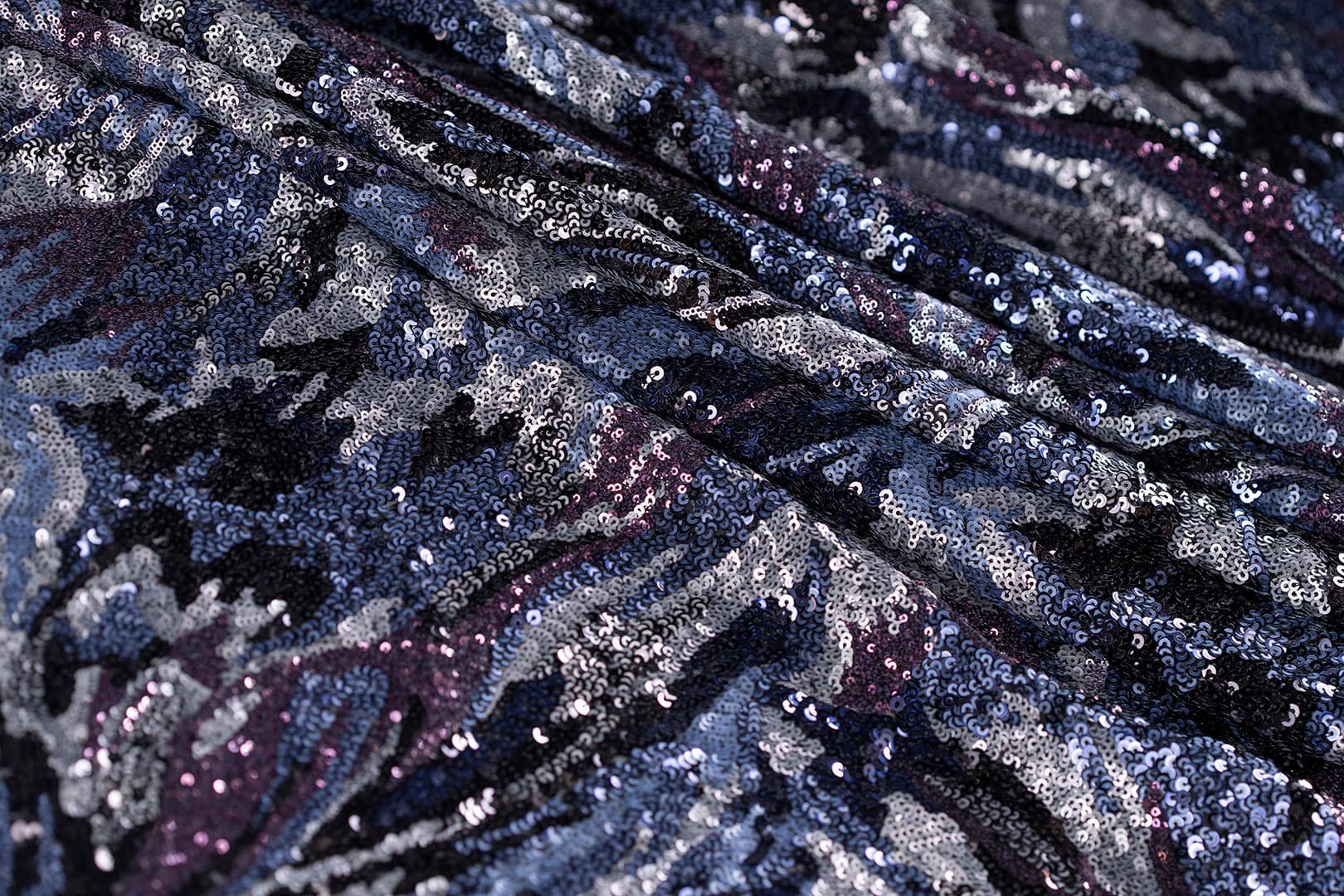 Purple Polyester Sequins fabric for dressmaking