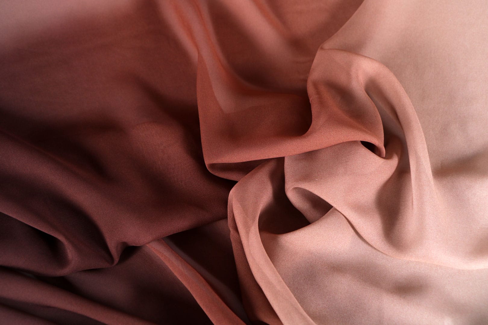 Beige, Brown, Orange Silk Georgette fabric for dressmaking