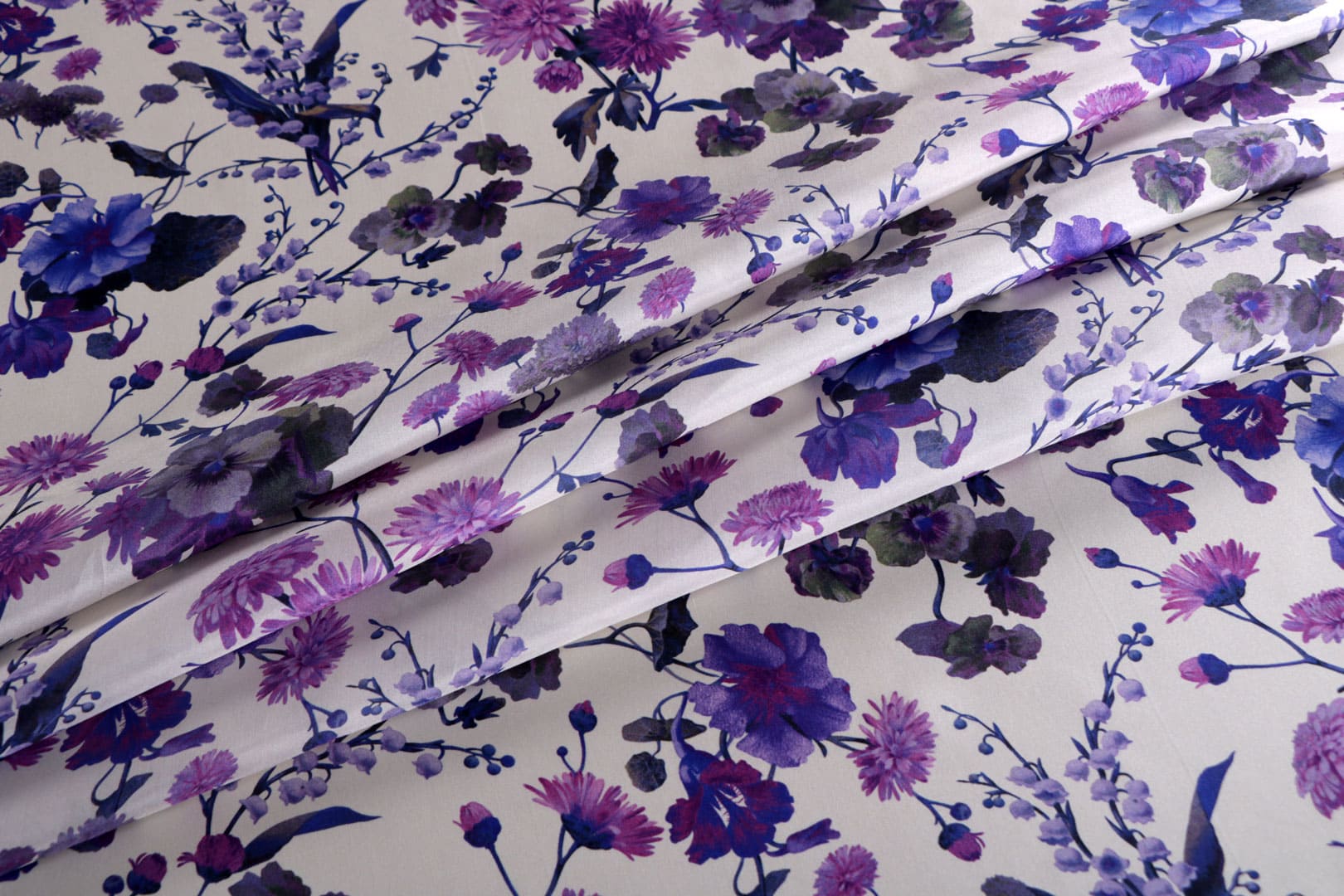 Purple, White Silk Habutai fabric for dressmaking