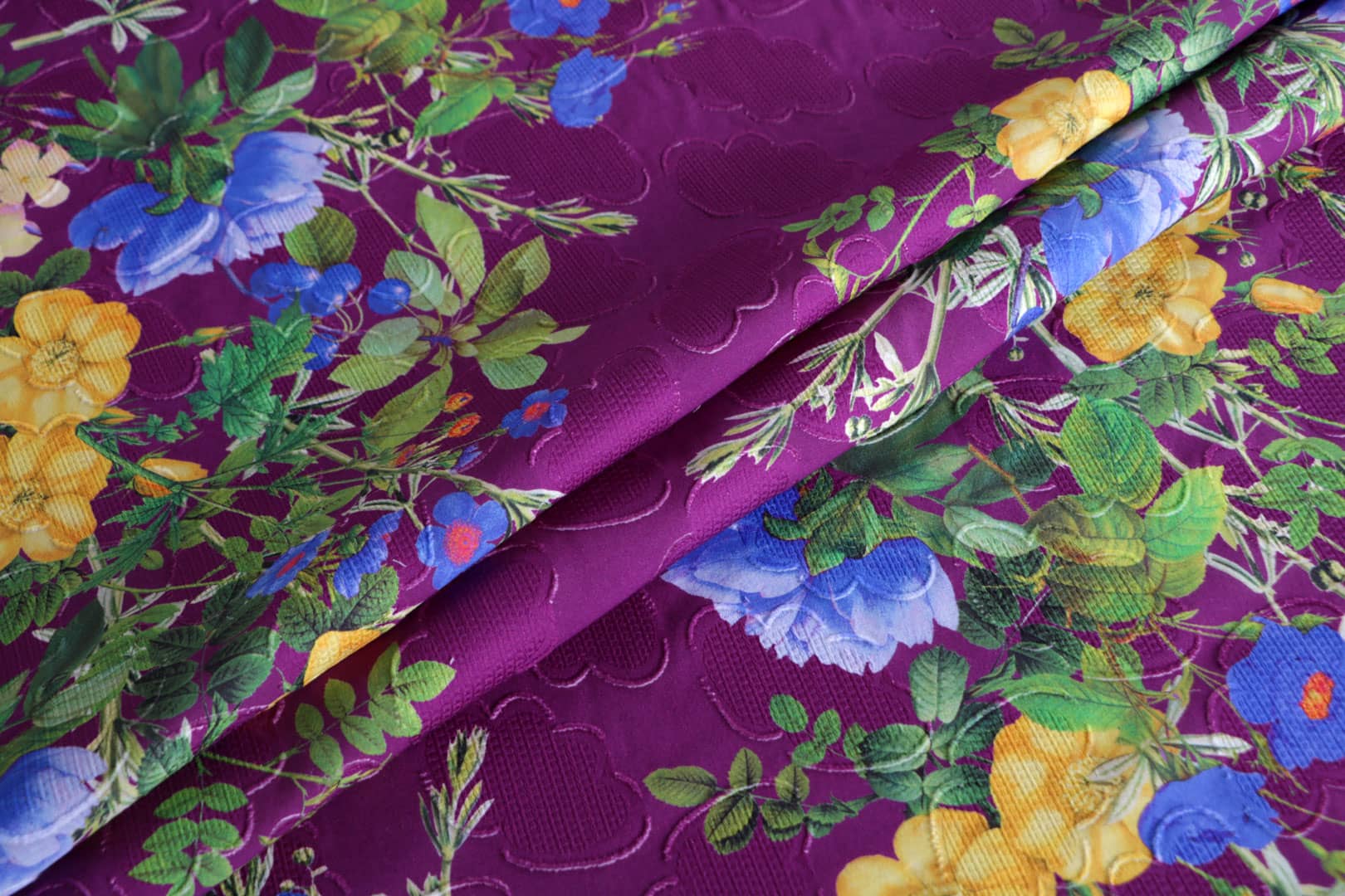Blue, Green, Purple, Yellow Cotton fabric for dressmaking