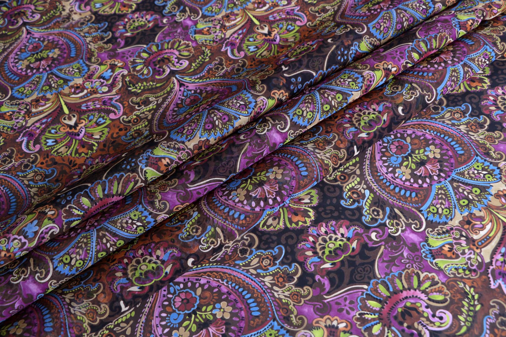 Tessuto Georgette Beige, Multicolore in Seta per abbigliamento