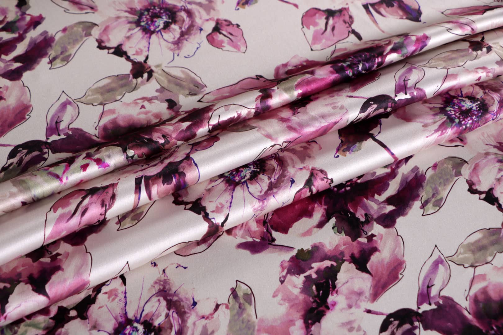 Fuxia, Pink Silk Crêpe Satin fabric for dressmaking