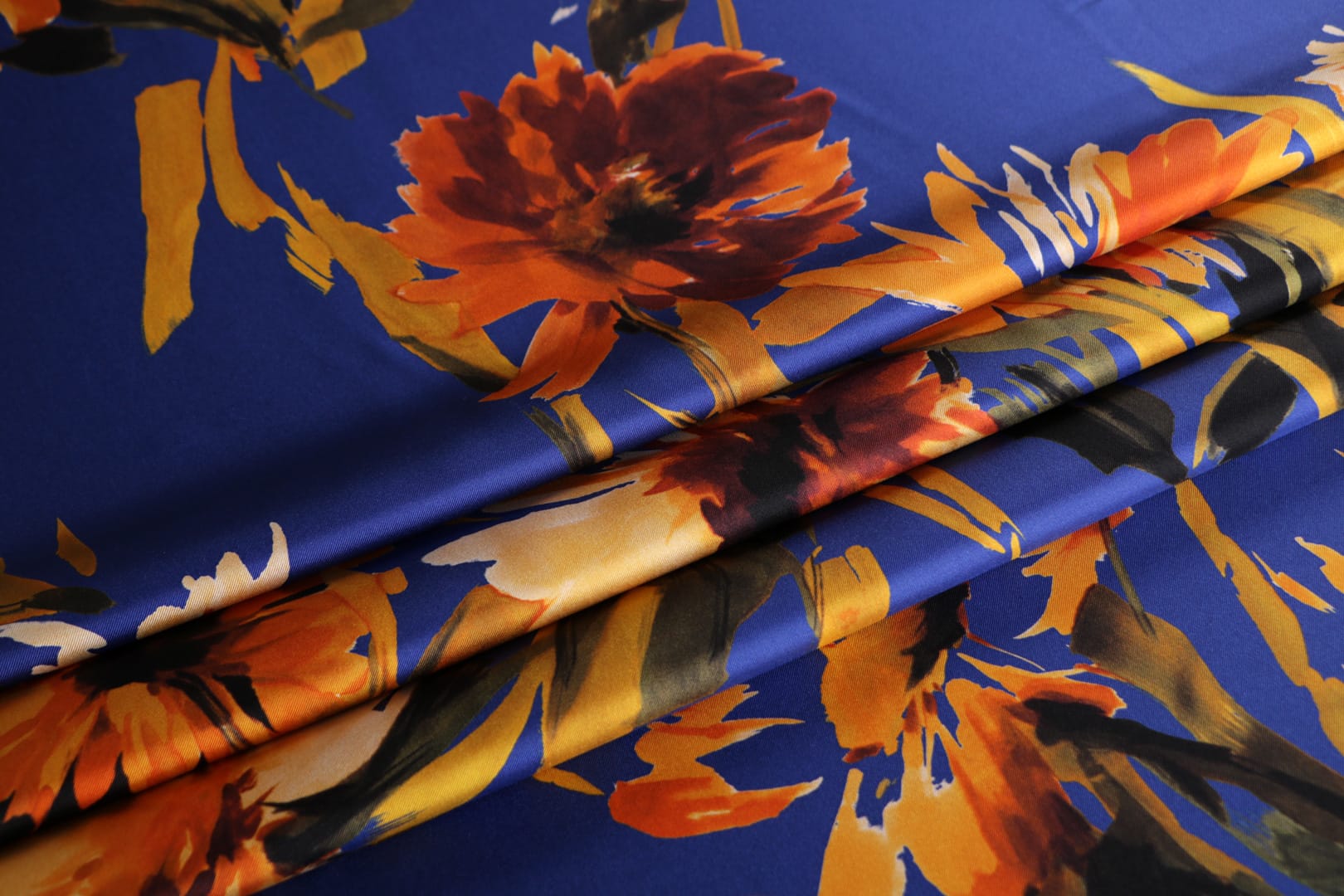 Blue, Yellow Silk fabric for dressmaking
