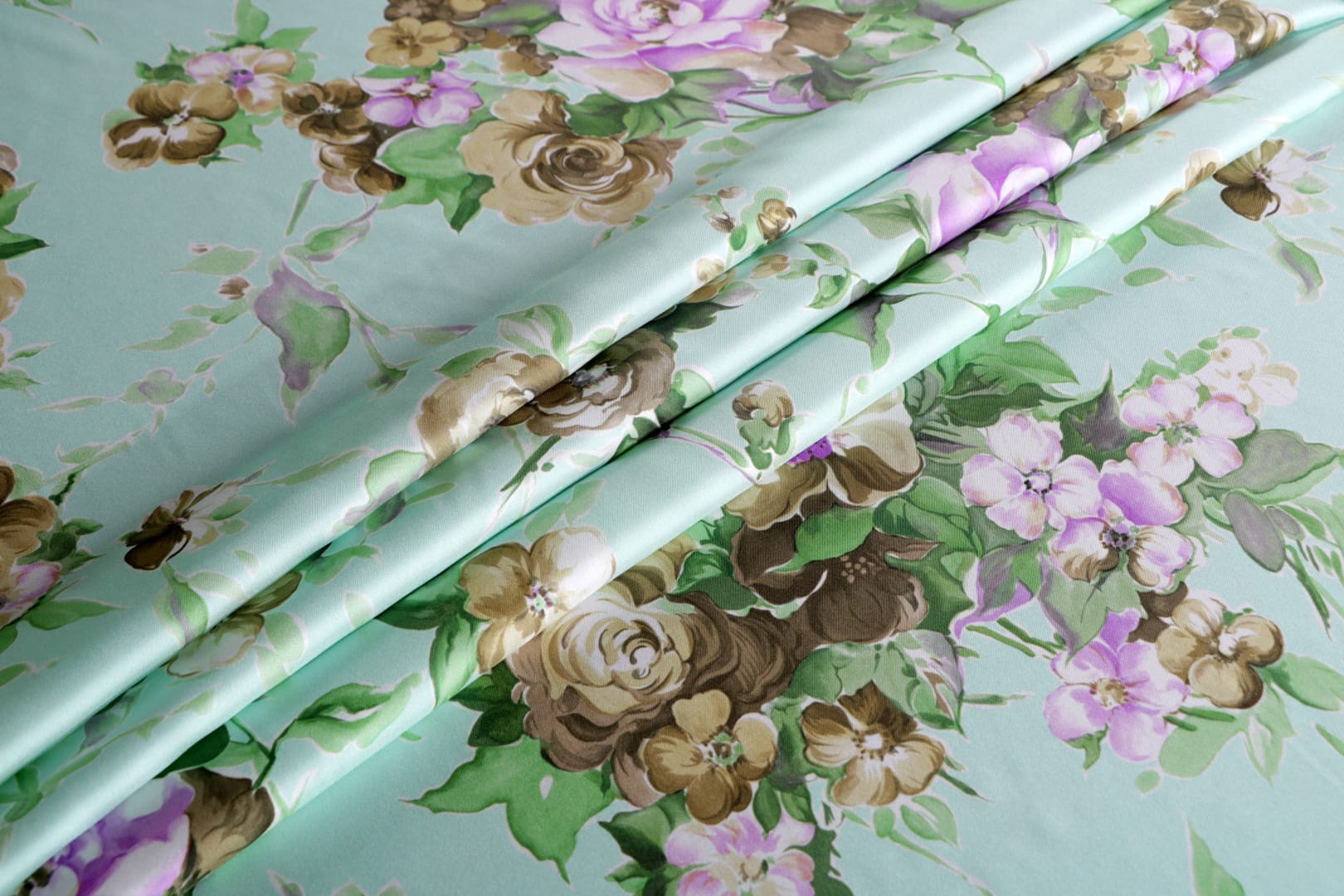 Green, Pink Silk fabric for dressmaking