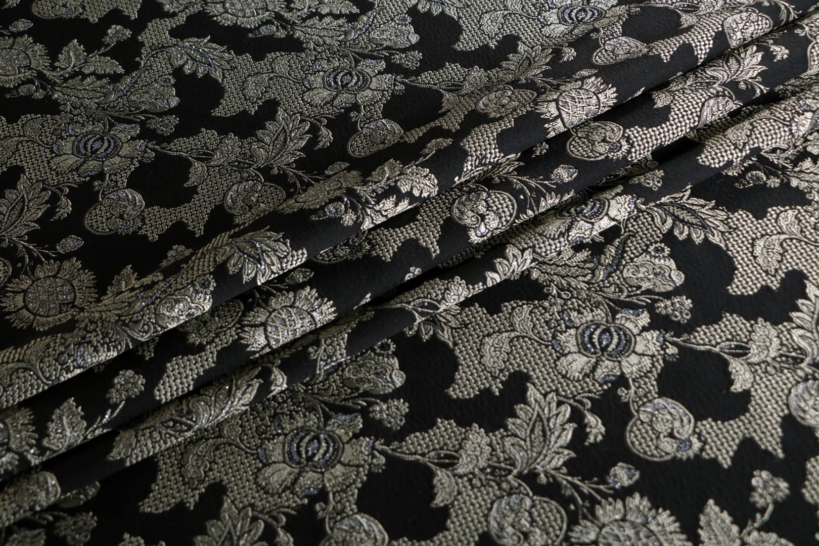 Black, Silver Polyester, Viscose fabric for dressmaking