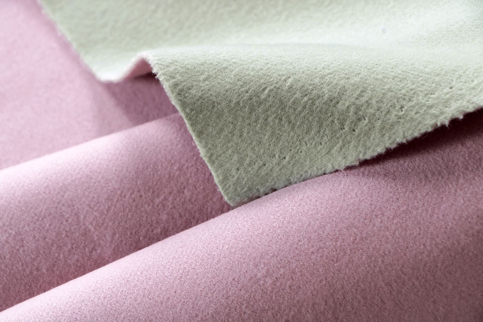 Green, Pink Cashmere, Wool fabric for dressmaking