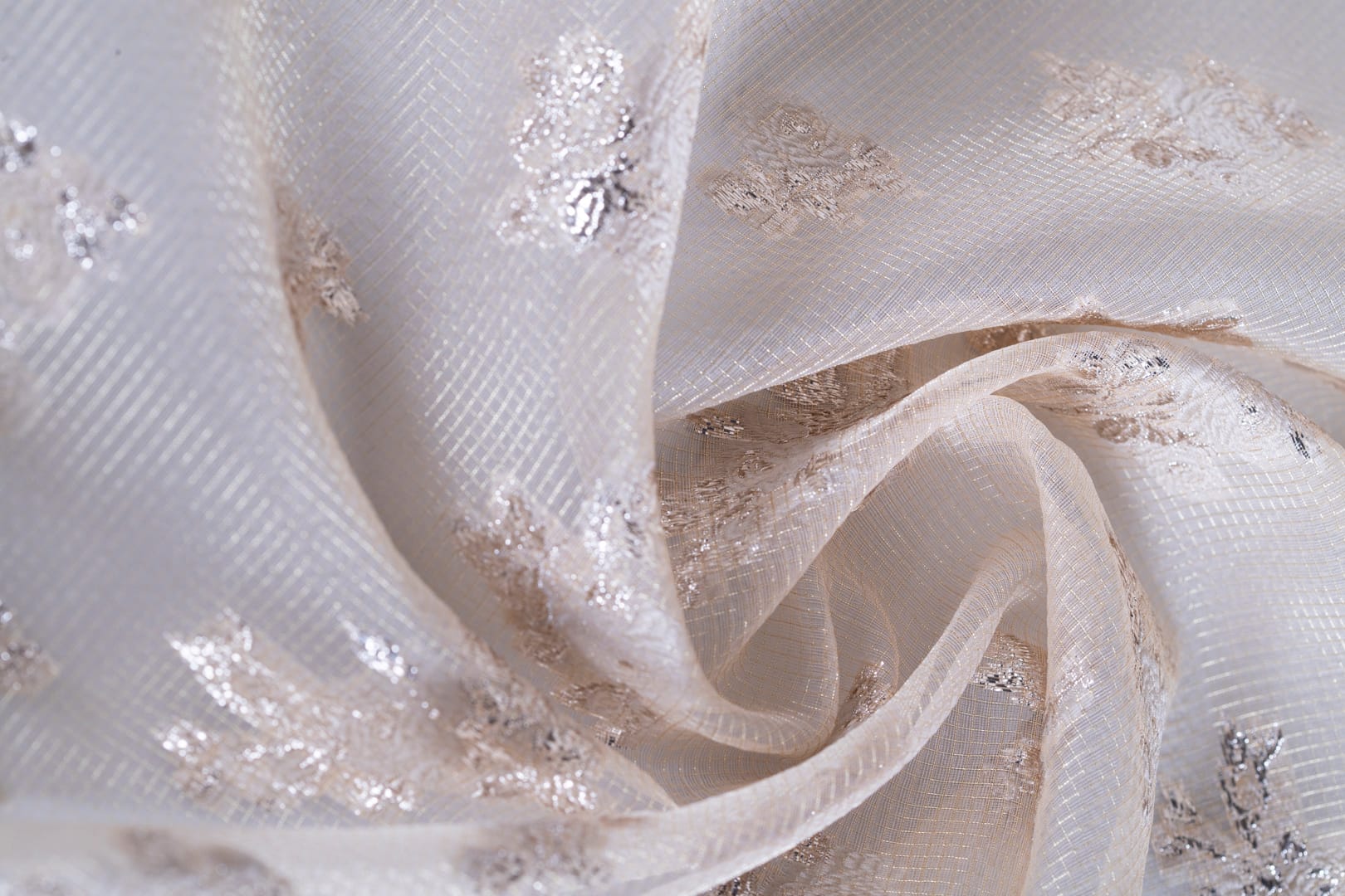 Yellow Polyester, Silk, Viscose Organza fabric for dressmaking