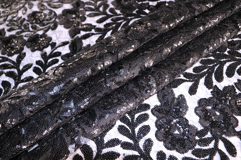 Applicazioni In Pizzo Con Perline G-RUI: Decorazioni Lussuose Per Abiti, Fai Da Te E Riparazioni (11x31 Cm, Nero)
