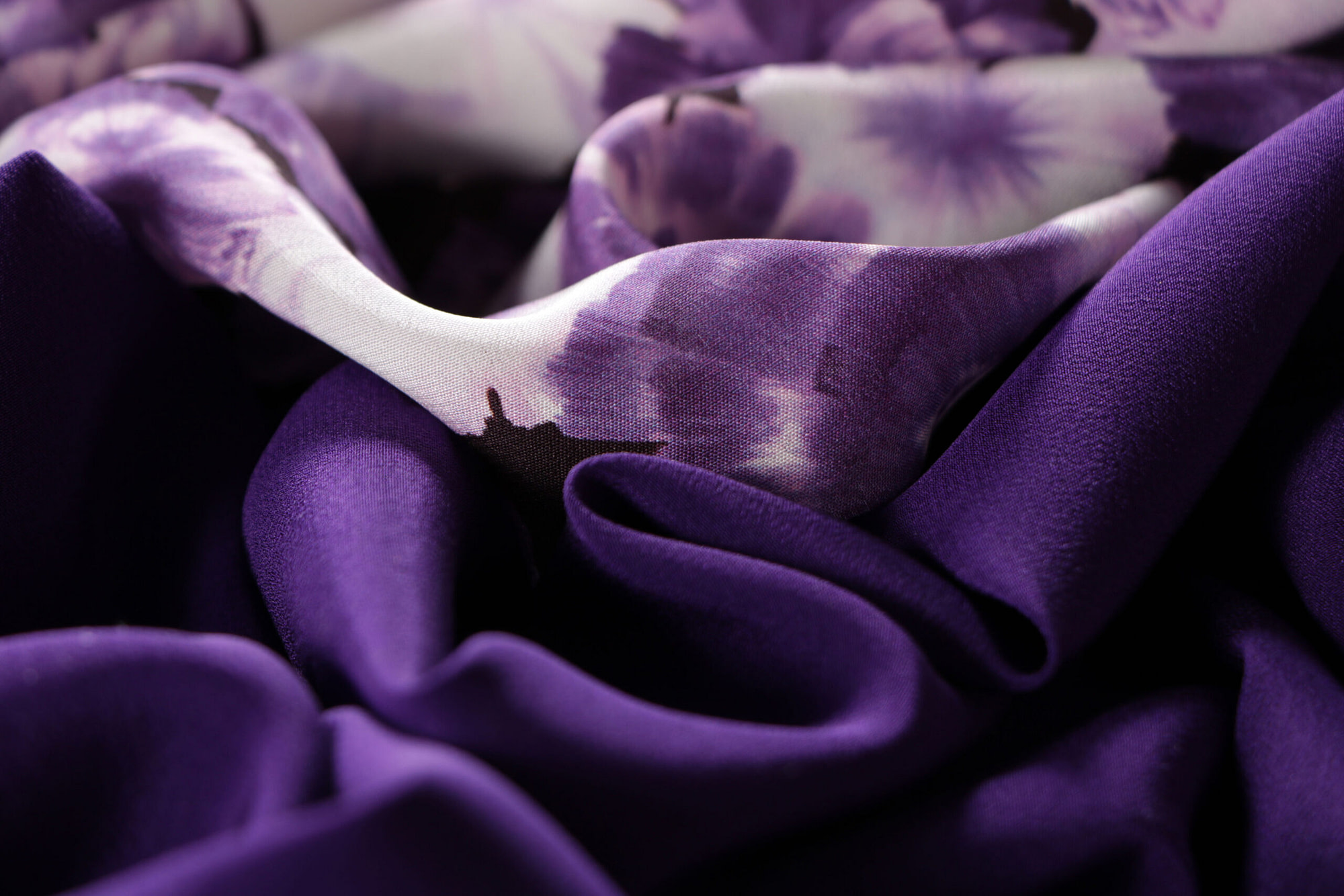 Purple silk crepe de chine fabrics | new tess