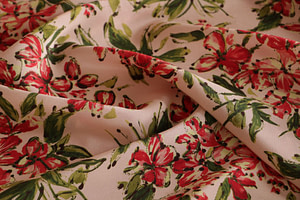 Tessuto Crepe Seta Bouquet Fiori ST000163 per Abbigliamento