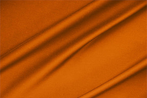 Tessuto Rasatello di Cotone Stretch Arancione Mandarino in Cotone, Stretch per abbigliamento