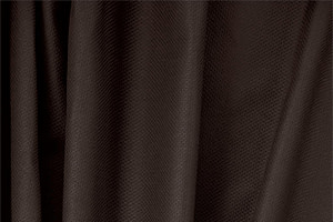 Tessuto Piquet Stretch Marrone Fondente in Cotone, Stretch per abbigliamento