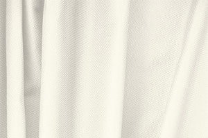 Tessuto Piquet Stretch Bianco Avorio in Cotone, Stretch per abbigliamento