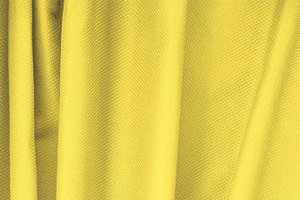 Tessuto Piquet Stretch Giallo Limone in Cotone, Stretch per abbigliamento
