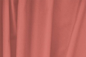 Tessuto Piquet Stretch Rosa Geranio in Cotone, Stretch per abbigliamento