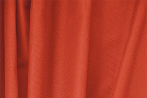 Tissu Piquet Stretch Orange corail en Coton, Stretch pour vêtements