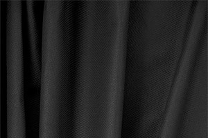 Black stretch cotton piqué fabric for dressmaking