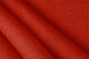 Tessuto Tela Lino Rosso Ibiscus in Lino per abbigliamento