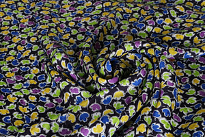 Tessuto Blu, Multicolore, Nero, Viola in Seta, Viscosa per abbigliamento