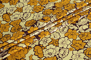 Tissu Jaune, Marron en Polyester, Stretch pour vêtements
