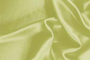 Tessuto Crêpe Satin Verde Lime in Seta per Abbigliamento UN000200