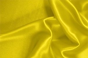 Tessuto Raso Stretch Giallo Limone in Seta, Stretch per Abbigliamento UN000620