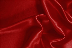 Tessuto Raso Stretch Rosso Fuoco in Seta, Stretch per abbigliamento