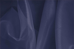Tessuto Organza Blu Marine in Seta per Abbigliamento UN000593