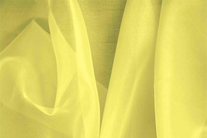 Tessuto Organza Giallo Limone in Seta per Abbigliamento UN000586