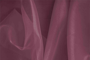Tessuto Organza Rosso Bacca in Seta per abbigliamento