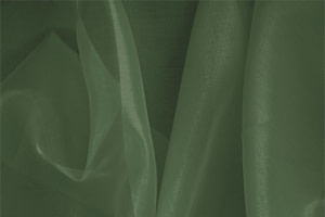 Tissu Couture Organza Vert chêne en Soie UN000599