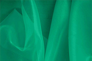 Tessuto Organza Verde Smeraldo in Seta per Abbigliamento UN000584