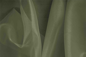 Tessuto Organza Verde Palude in Seta per Abbigliamento UN000591