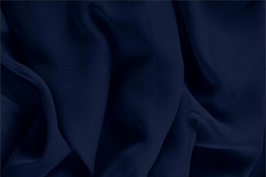 Tessuto Georgette Blu Navy in Seta per abbigliamento