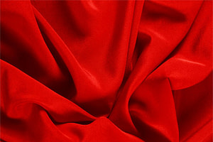 Tissu Couture Crêpe de Chine Rouge feu en Soie UN000347