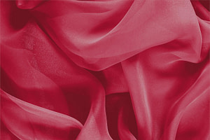 Tessuto Chiffon Rosso Rubino in Seta per abbigliamento