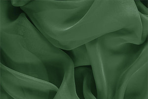 Tessuto Chiffon Verde Abete in Seta per abbigliamento