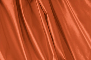 Lobster Orange Silk Duchesse fabric for dressmaking