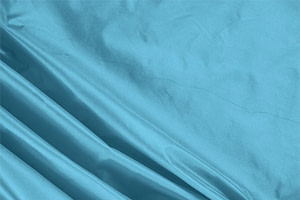 Tessuto Taffetà Blu Turchese in Seta per abbigliamento