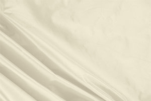 Tessuto Taffetà Bianco Vaniglia in Seta per abbigliamento