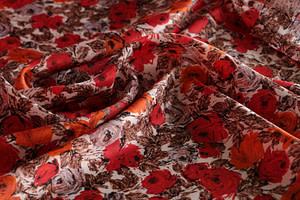 Tissu Couture Crêpe Satin Orange, Rouge en Soie ST000142