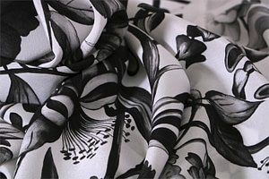 Black and White Silk Flower Fabric ST000034 - new tess