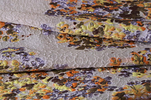 Orange, Yellow Flowers Woven Fabric - Jacquard Coupe' 003