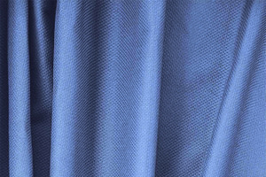 Light blue lightweight stretch cotton piqué fabric for dressmaking