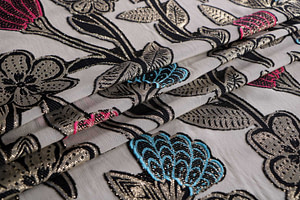 Flowers Jacquard Apparel Fabric UN001380