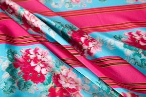 Flowers, Stripes Print Apparel Fabric ST000357