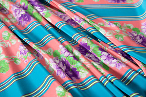 Flowers, Stripes Print Apparel Fabric ST000357