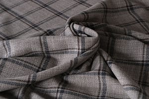 Beige Silk, Wool Hopsack fabric for dressmaking