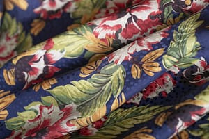 Blue, Red Silk, Viscose fabric for dressmaking